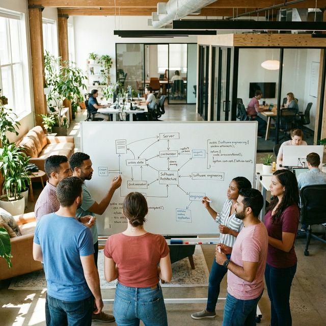 Team collaborating on software architecture